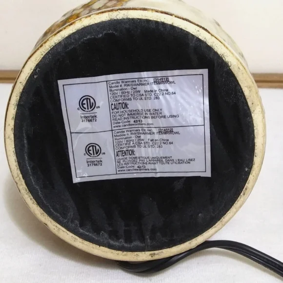 Intertek Ceramic Wise Old Owl Electric Tart Warmer EUC - Picture 2 of 6